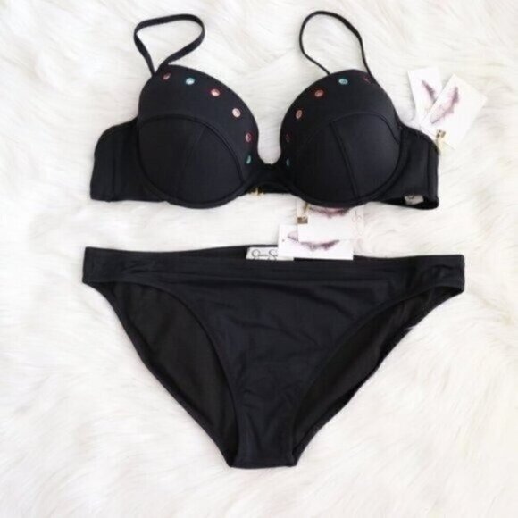 NWT Jessica Simpson Black Bikini Set Size Small Bathing Suit - Picture 1 of 9